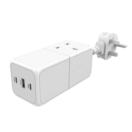 Powerology 65W USB Power Strip with Dual Power Sockets in white colorPowerology 65W USB Power Strip with Dual Power Sockets in white color PWPS65W-WH