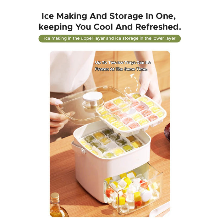 A Person is Holding Tray of Press-Type  Ice Cube Maker.