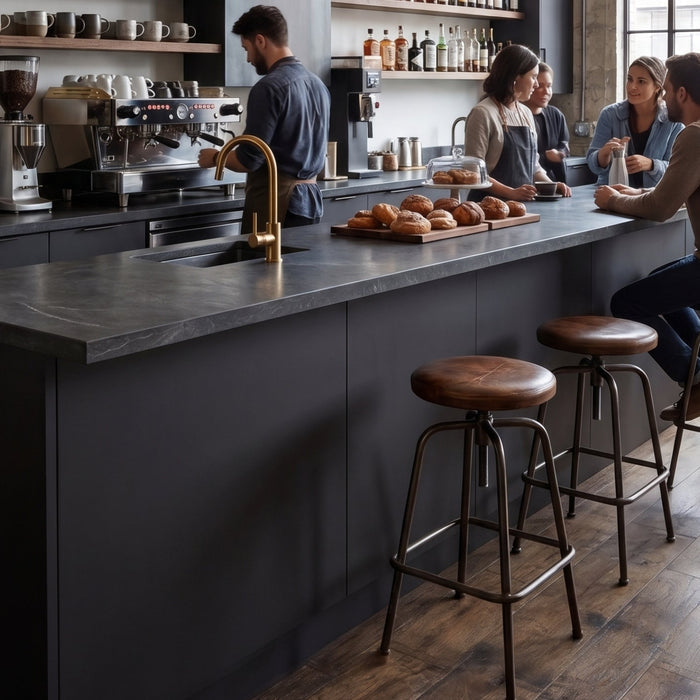 Aurora black pure matte adhesive vinyl covered cafe bar