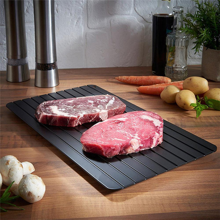 Quick Thaw Meat placed in the kitchen next to some items