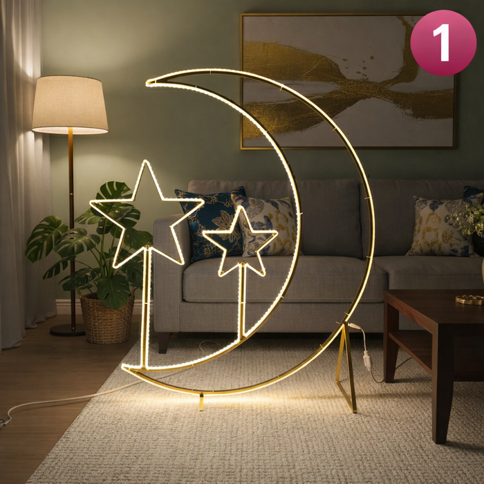 Setting Of Ramadan Moon & Star LED Light in a Living Area