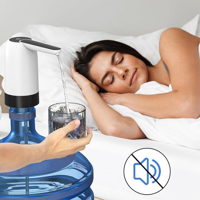 A Person taking water from Can Using Rechargeable Electric Water Dispenser Pump While another Person is Sleeping.