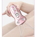 A Woman is Using Rechargeable Hair Remover.