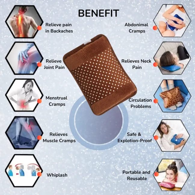 Rechargeable Thermal Water Bag, Electric Hot Water Bottle Hand Warmer Heater for Winter
