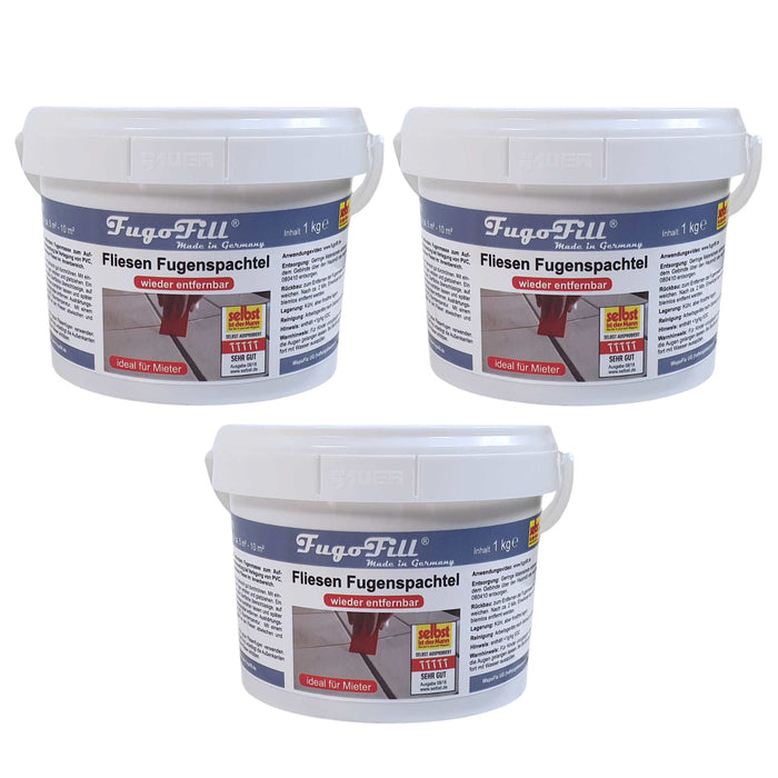 Removable tile grout FugoFill, 3x1kg, gray