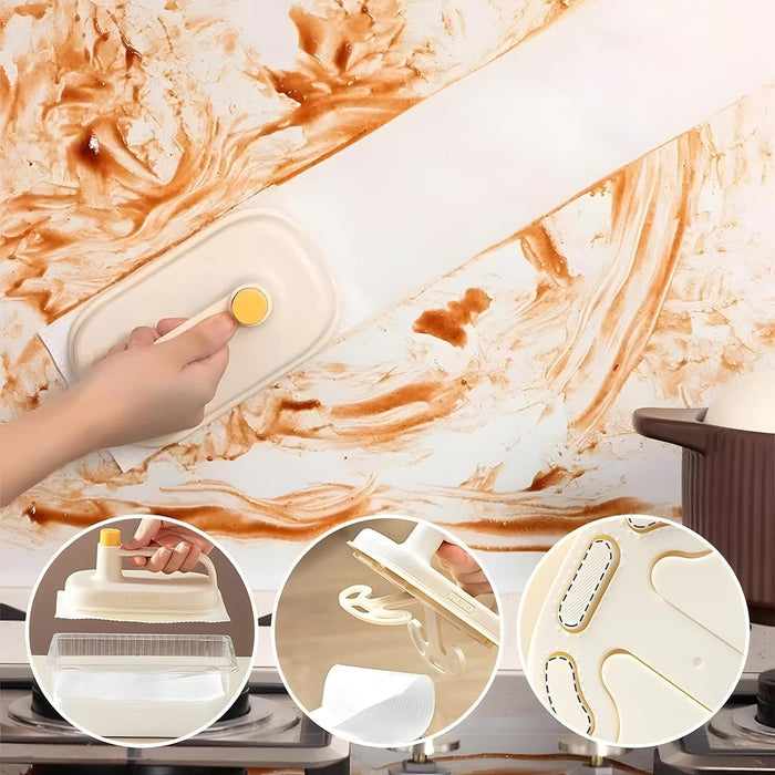 someone cleaning the wall with Disposable Cloth Brush