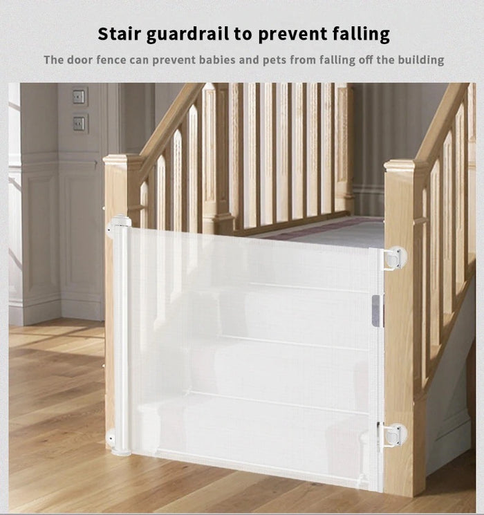 Retractable Baby and Pet Safety Gate - Ideal for Stairs, Corridors, Doors, Indoors, and Outdoors