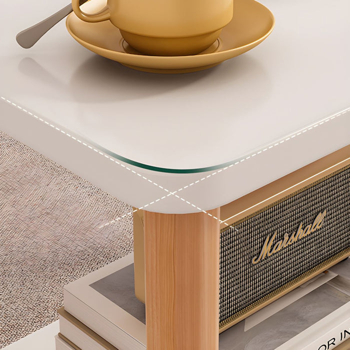 Parts Details Of Rolling Side Table with Storage Shelf.
