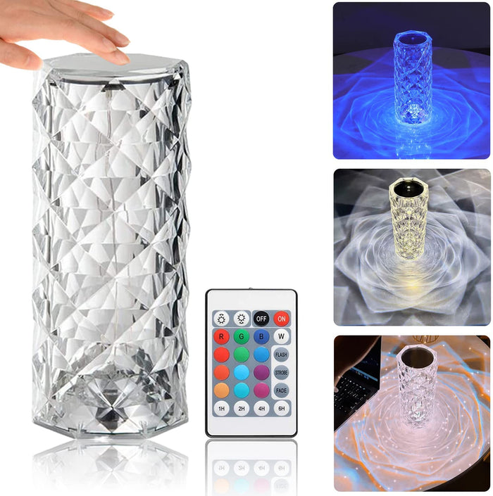 Rose Diamond Table Lamp Touch Sensor Night Light Crystal Desk lamp Cordless lamp Light for Bedroom Living Room