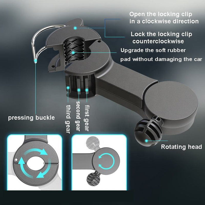 Parts Details Of Rotating Mini Car Vehicle Cooling Double Headed Clip Lock Fan.