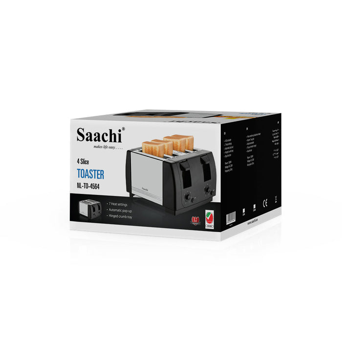 Saachi toaster packaging on a white background