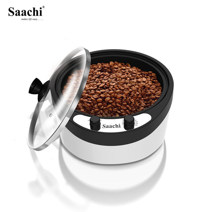 A Saachi Coffee Roaster with Coffee Beans.