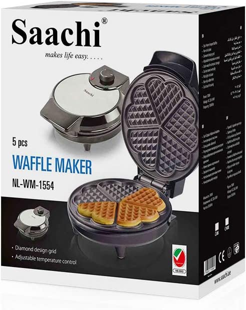 Saachi Waffle Maker NL-WM-1554 with Mini Heart-Shaped Waffles