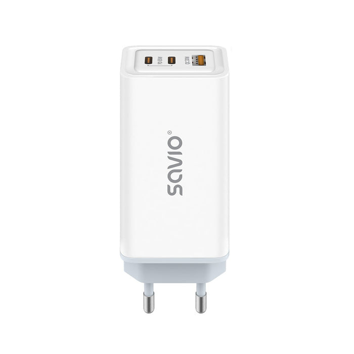 Savio Power Charger, 1x USB-A, 2x USB-C, GaN, 65W, white, SAVLA-07