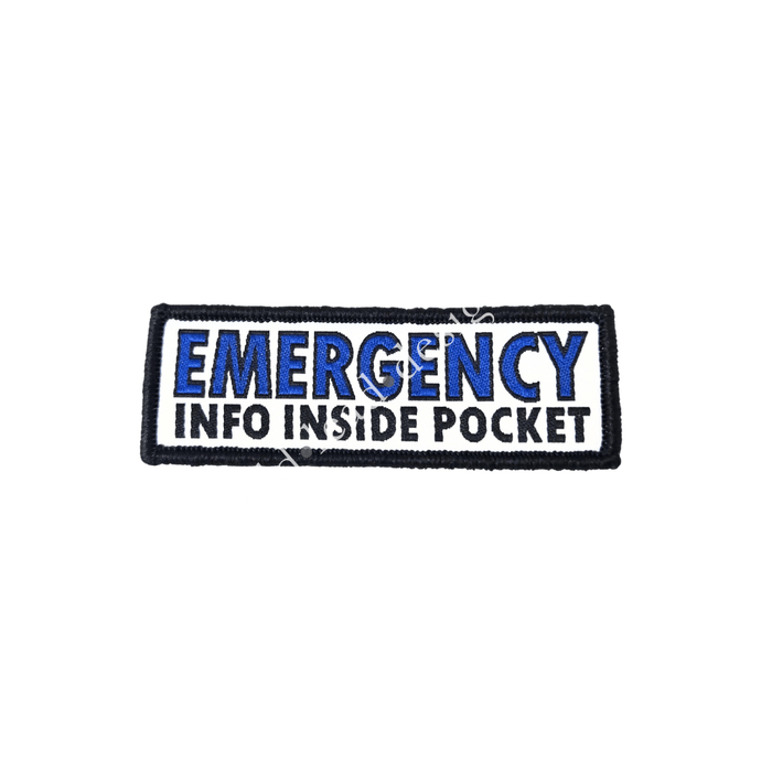 Emergency Info Inside Pocket (#13-2) blue/black lettering