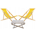 Set of 2 beach chairs, yellow + wooden coffee table Woodok