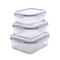 Set of 3 Practic food containers, capacity 0.6, 1 and 2 l, lids with clips