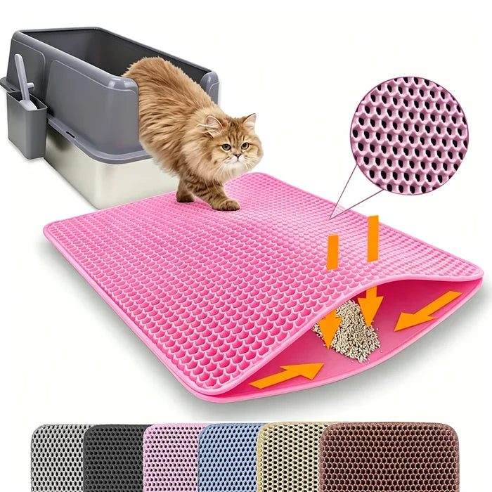 Double-layer cat litter trapping mat