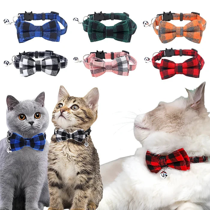 ShedShift plaid bow tie collar for cats and small dogs