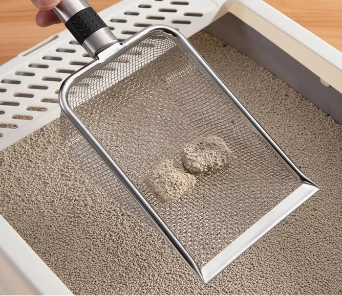 Stainless steel cat litter scoop