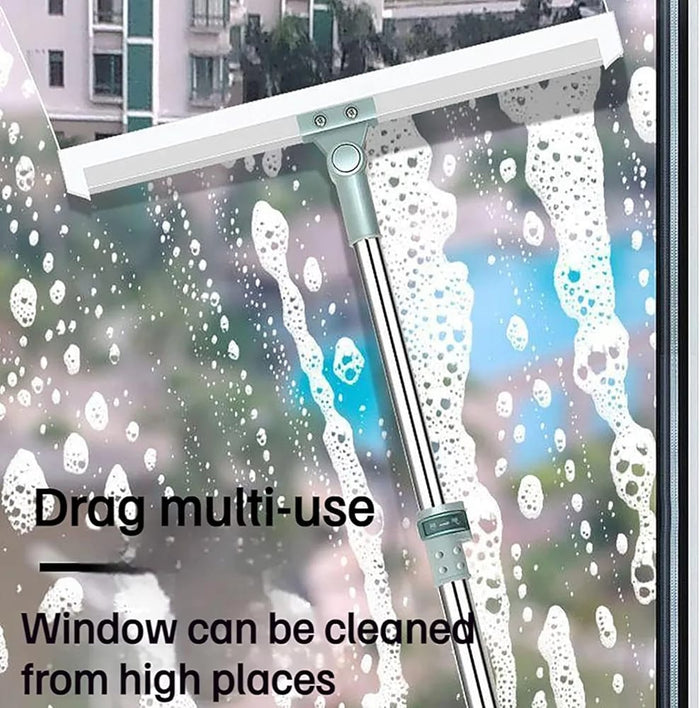 A Silicone Head Heavy Duty Water Cleaner Mop Cleans Glass.