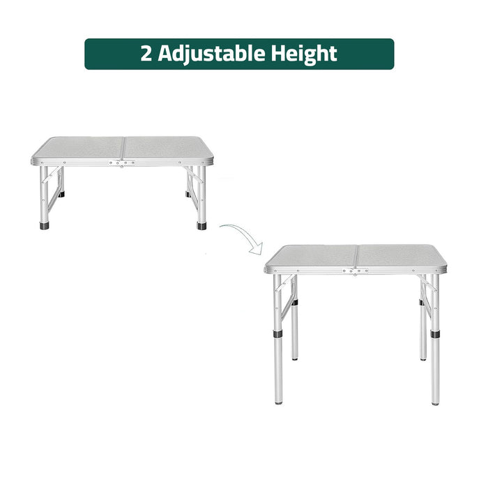 Two Adjustable Height Of Small Folding Aluminum Table.