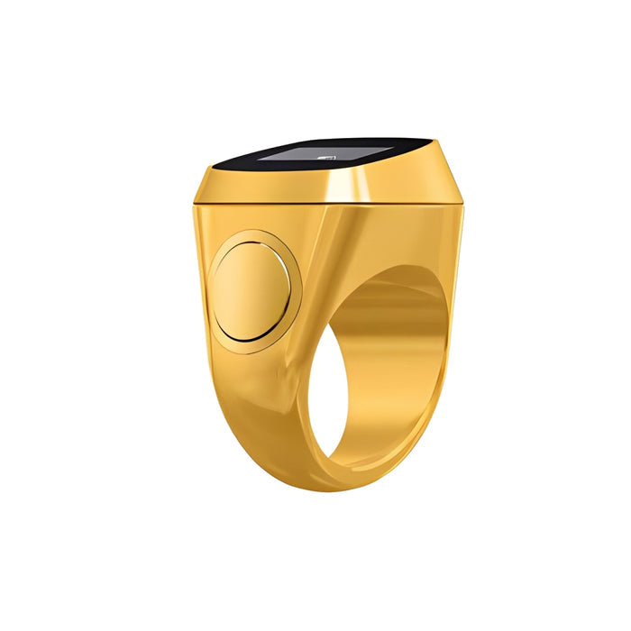 Gold smart tasbih ring on a white background