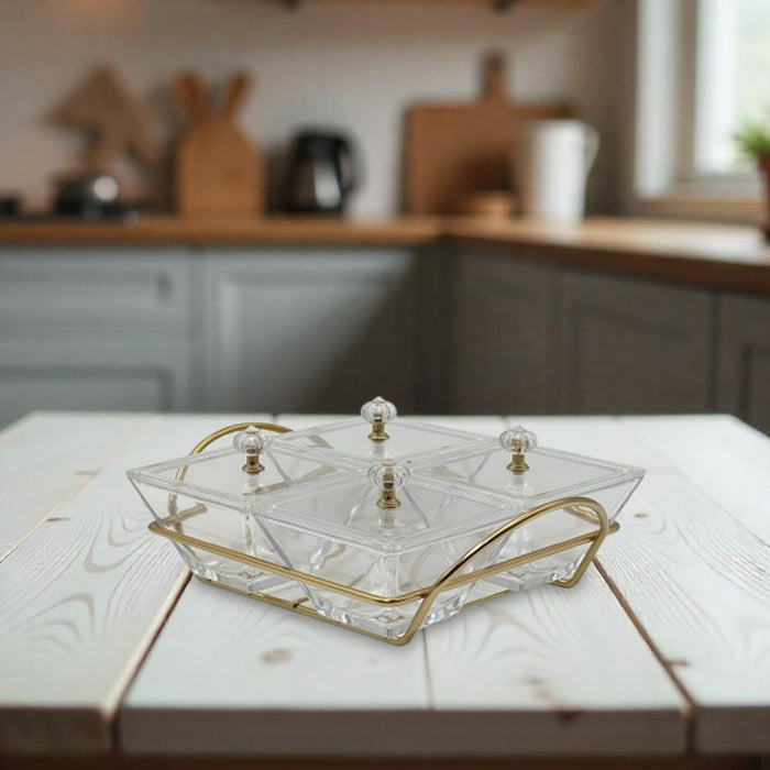 Snack Serving Tray with Acrylic Lid