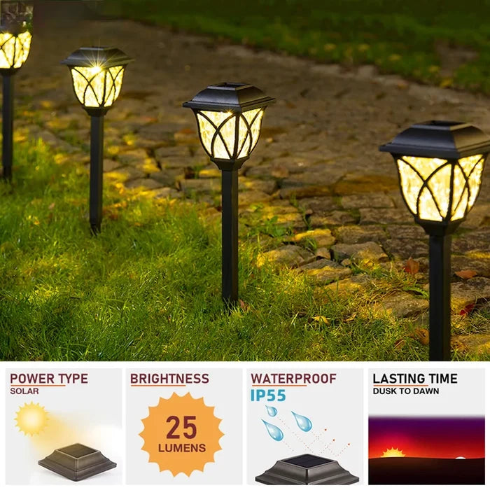 Solar Powered Outdoor Waterproof LED Retro Garden Lawn Light (2 Pcs)