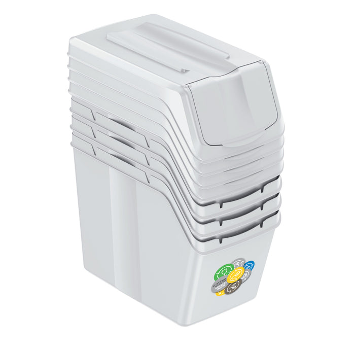 Sortibox 4x20L Recycling Rubbish Bin Garbage Can Set for Segragating Waste Ash Colour ISWB20S4