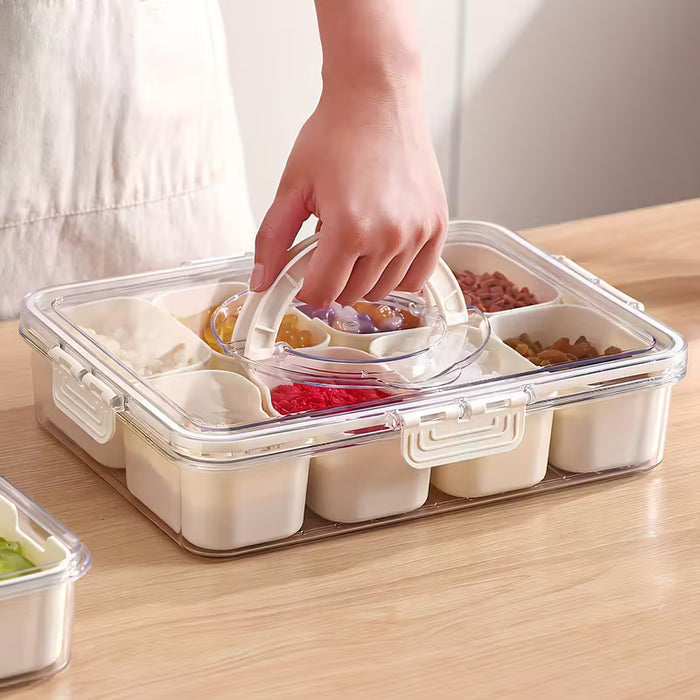 A Person is Holding Spice Grid Divided Serving Tray.