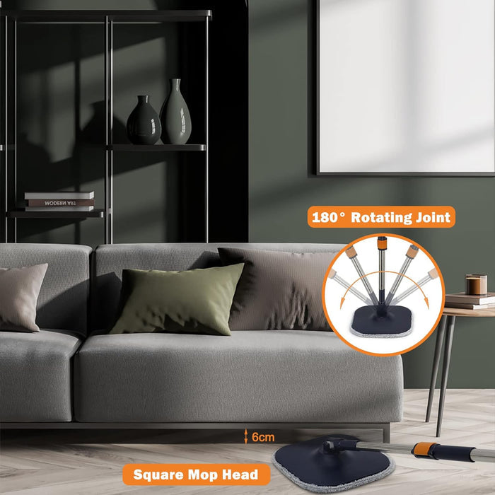 Underneath of a sofa being cleaned by Square Mop Head of 360° Rotation Spin Mop