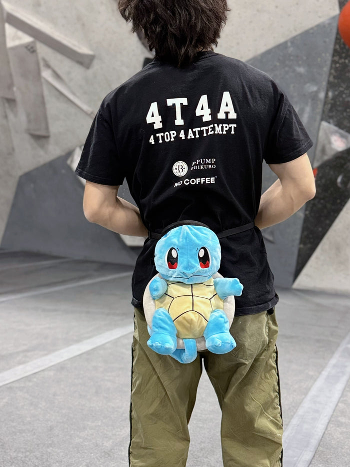 A soft and fluffy Squirtle plush bouldering chalk bag by Fatworm. This cute yet functional climbing gear features a long-durable wide-base design, making it the perfect climbing gift for climbers who love unique, handmade accessories.