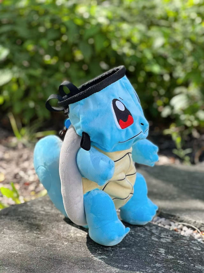 A soft and fluffy Squirtle plush bouldering chalk bag by Fatworm. This cute yet functional climbing gear features a long-durable wide-base design, making it the perfect climbing gift for climbers who love unique, handmade accessories.