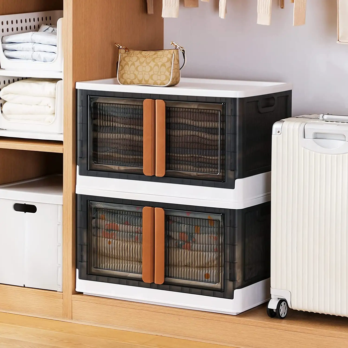 Stackable Storage Bins, Storage Cabinet Organizer, Folding Rack Shelf for Home, Office