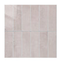 A square sample of light blush-pink rectangular tiles arranged in a 2x5 grid with thin grout lines.