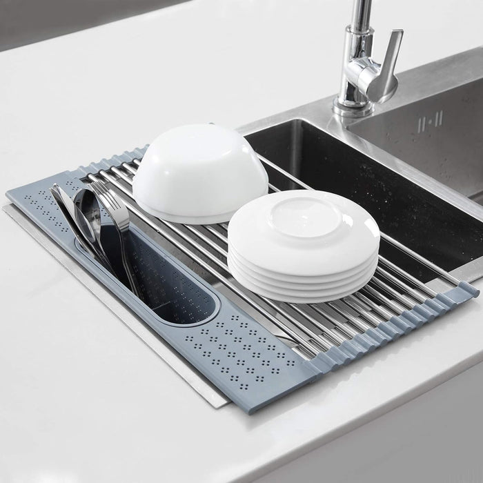 Dish Drainer with Utensils and Cutleries.