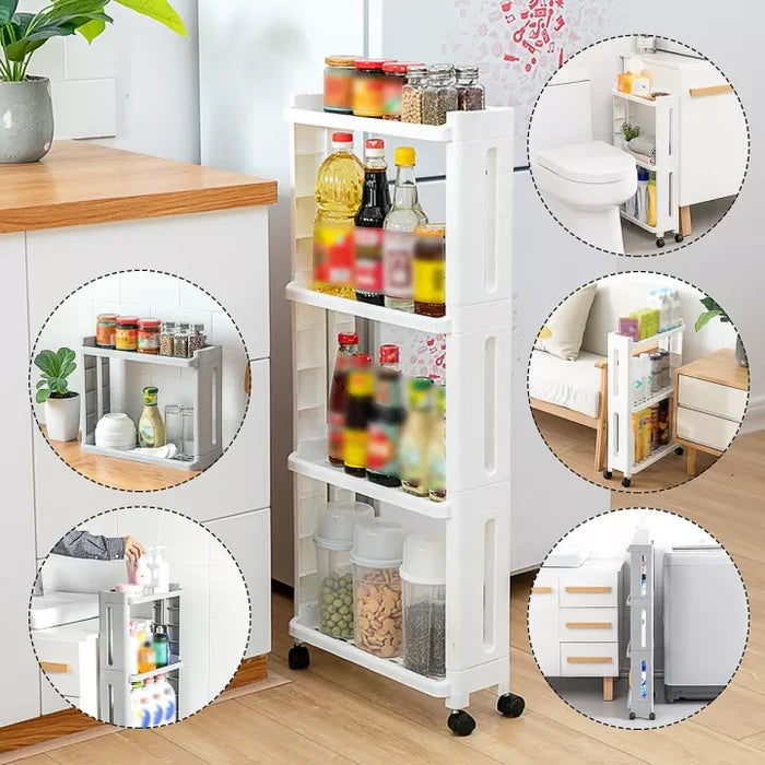 Storage Shelf with Wheel, Space Saving Convenient Home Organizer
