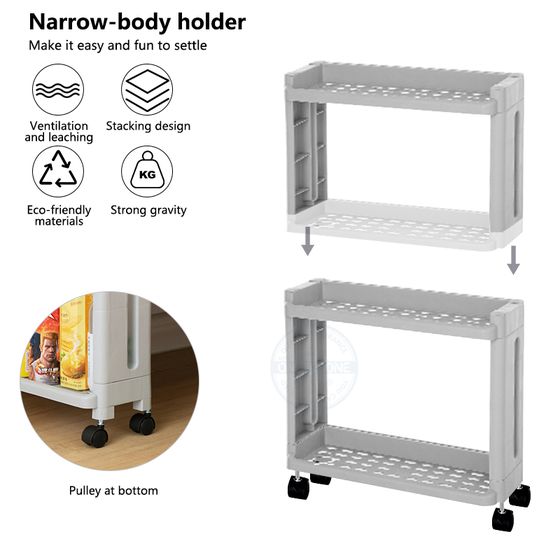 Storage Shelf with Wheel, Space Saving Convenient Home Organizer