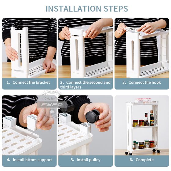 Storage Shelf with Wheel, Space Saving Convenient Home Organizer