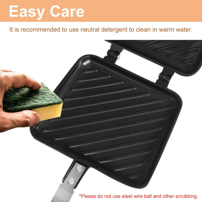 A Person is Cleaning Stovetop Sandwich Maker Grill Pan.