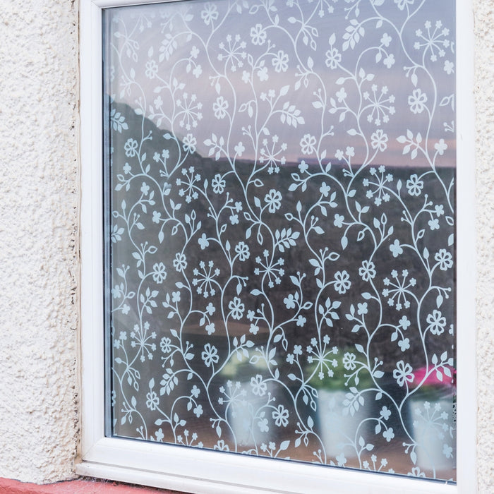 Tord white static cling window film form outside
