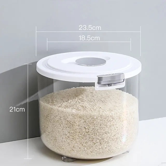 Transparent Moisture-Proof Sealed Tank Storage Bucket for Rice with its size