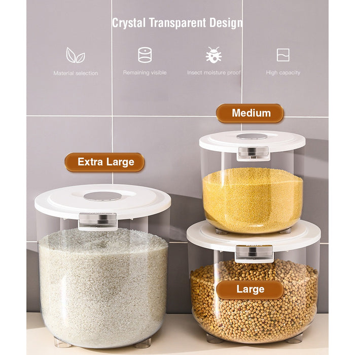 Different sizes of Transparent Moisture-Proof Sealed Tank Storage Bucket for Rice