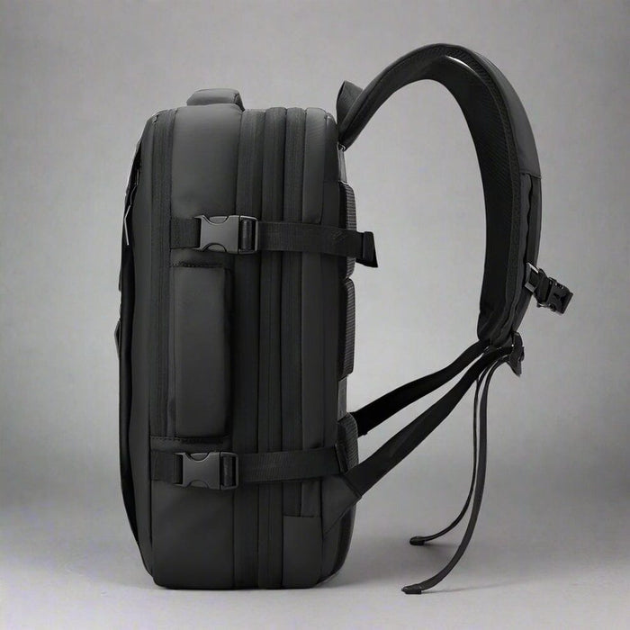 A Black Travel Backpack.
