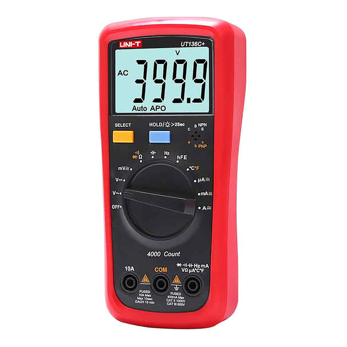 Uni-T digital universal meter, voltage, current measurement, test leads included, temperature probe, UT136C+