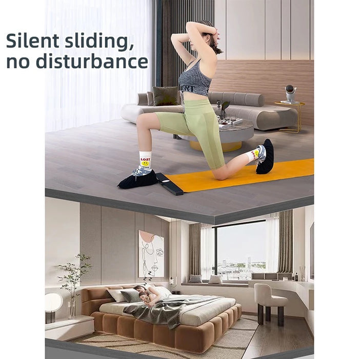 A lady is exercising with the help of the Unisex Exercise Sliding Mat