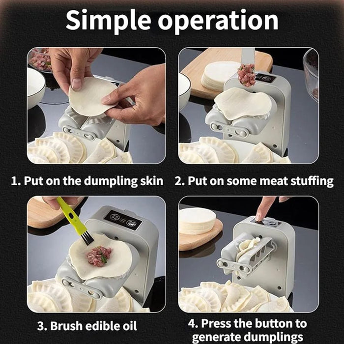 Visual instructions on how to use the USB Rechargeable Electric Dumpling Machine