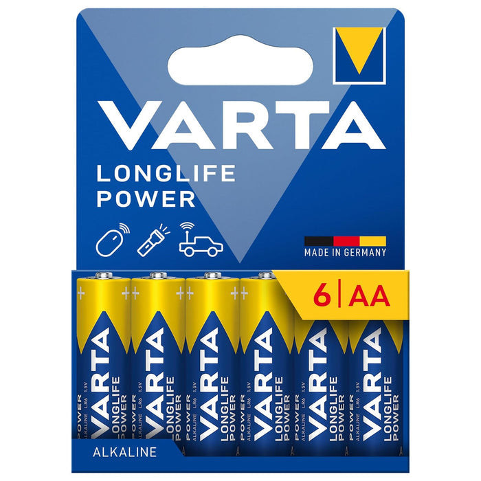 VARTA Longlife Power, 6 AA alkaline batteries, LR06, 1.5V