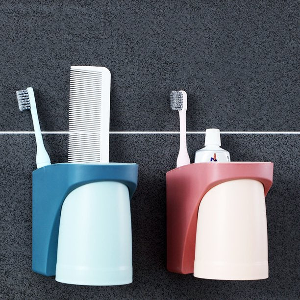 Wall Mount Magnetic Toothbrush Cup Holder
